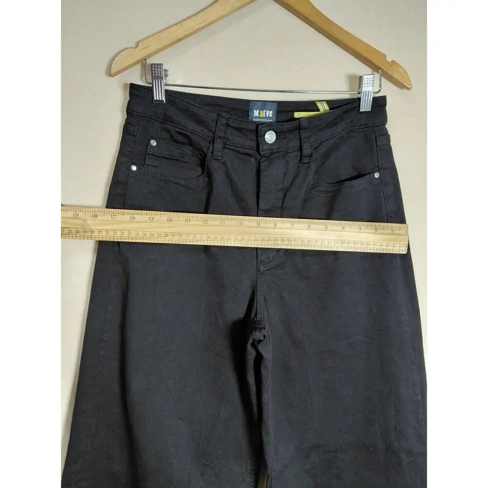 Maeve by Anthropologie Black Wide Leg Denim Jeans Women Size 29